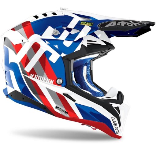 CASCA AIROH AVIATOR 3 RAINBOW BLUE/RED GLOSS: Marime - XL - mtmoto