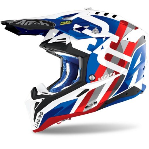 CASCA AIROH AVIATOR 3 RAINBOW BLUE/RED GLOSS: Marime - XL - mtmoto