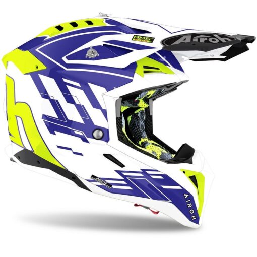 CASCA AIROH AVIATOR 3 RAMPAGE BLUE GLOSS - mtmoto