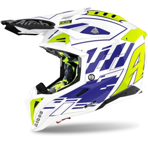 CASCA AIROH AVIATOR 3 RAMPAGE BLUE GLOSS - mtmoto