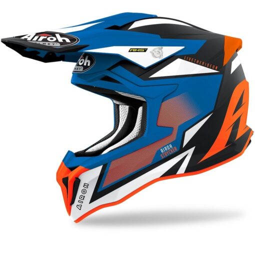 CASCA AIROH STRYCKER AXE ORANGE/BLUE MATT - mtmoto