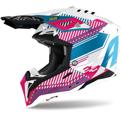 CASCA AIROH AVIATOR 3 WAVE PINK GLOSS CHROME 2021 - mtmoto