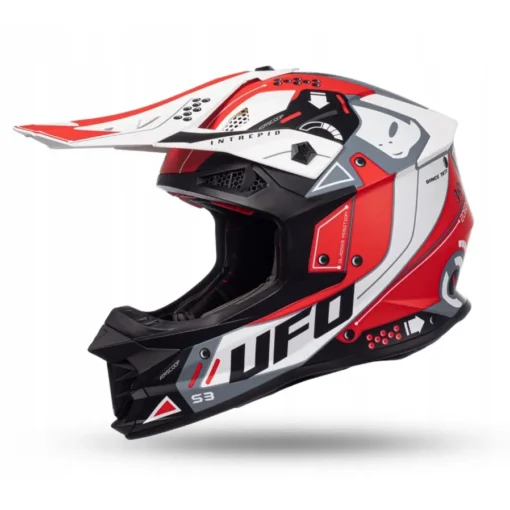 Casca motocross/enduro Ufo Intrepid, rosu/alb mat
