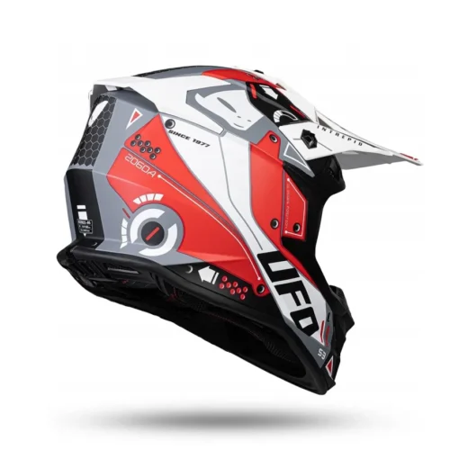 Casca motocross/enduro Ufo Intrepid, rosu/alb mat