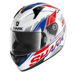 Casca moto SHARK RIDILL 1.2 PHAZ alb/rosu/albastru