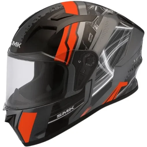 Casca moto full-face smk stellar swank mada672 neagru/roșu/mat/gri