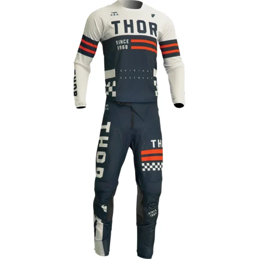 Bluza moto Off Road Thor Pulse Combat Jersey, copii, alb -albastru