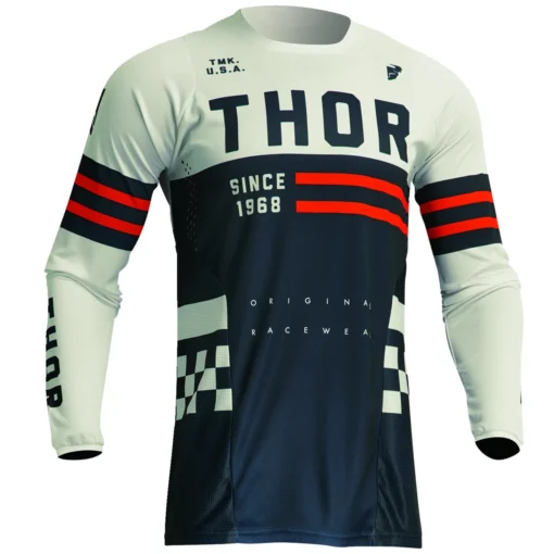 Bluza moto Off Road Thor Pulse Combat Jersey, copii, alb -albastru