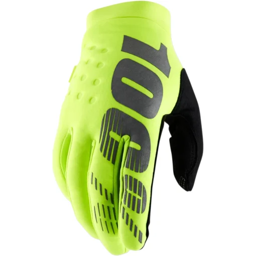 Manusi moto 100% BRISKER galben fosforescent