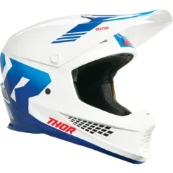 Casca moto offroad Thor Sector 2 Carve albastru – alb