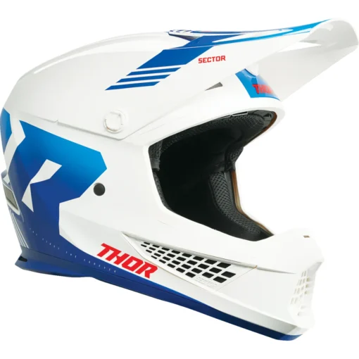 Casca moto offroad Thor Sector 2 Carve albastru – alb