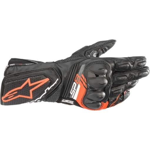 Manusi moto piele ALPINESTARS SP-8 V3 negru - rosu fosforescent