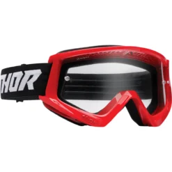 Ochelari moto Thor Combat Racer, rosu/negru, sticla clara