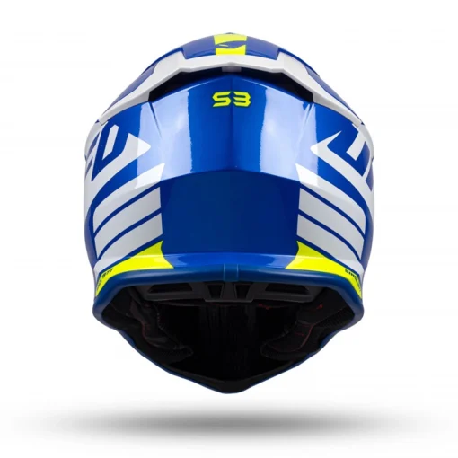 Casca motocros/enduro UFO Intrepid alb - albastru - galben neon - mtmoto
