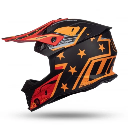 Casca motocross/enduro Ufo Intrepid, negru - portocaliu - rosu - mtmoto
