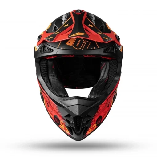 Casca motocross/enduro Ufo Intrepid, negru - portocaliu - rosu - mtmoto