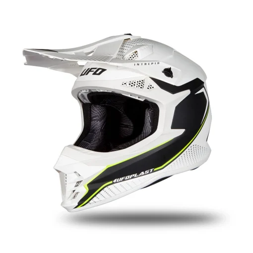 Casca motocross enduro Ufo Plast Intrepid, alb - negru