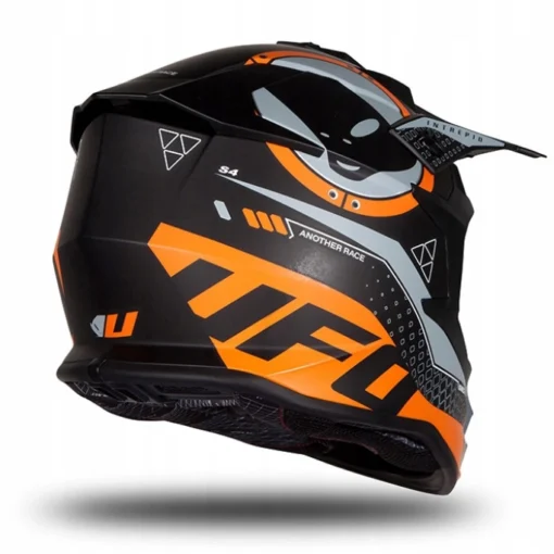 Casca motocross enduro Ufo Plast Intrepid, negru - portocaliu