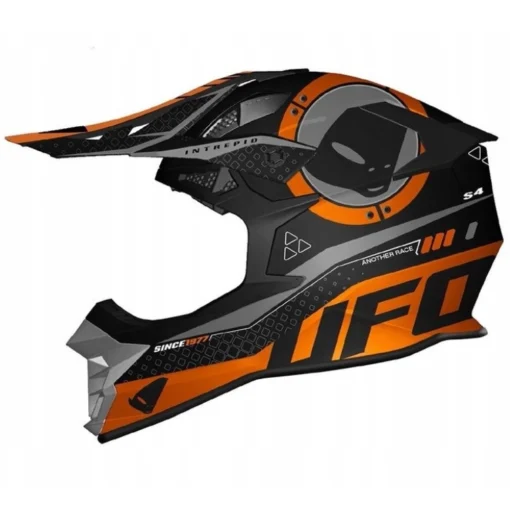 Casca motocross enduro Ufo Plast Intrepid, negru - portocaliu