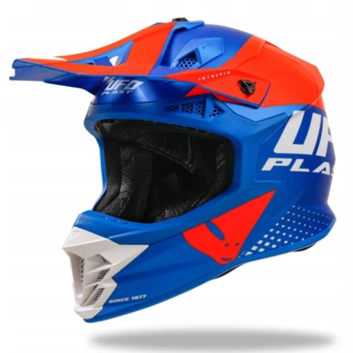 Casca moto offroad Ufo Plast Intrepid albastru - portocaliu