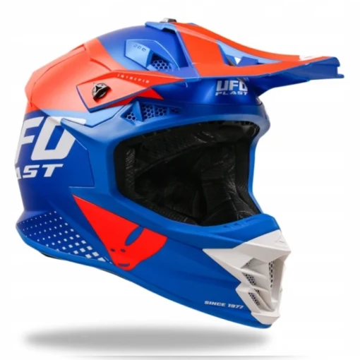 Casca moto offroad Ufo Plast Intrepid albastru - portocaliu - mtmoto