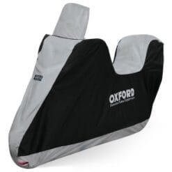 Husa pentru motociclete OXFORD AQUATEX HIGHSCREEN TOPBOX SCOOTER COVER culoare negru/gri - cu loc pentru portbagaj