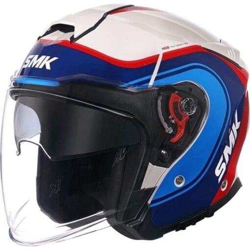 Casca Moto Open Face Smk GTJ Libero Alb / Rosu / Albastru - mtmoto