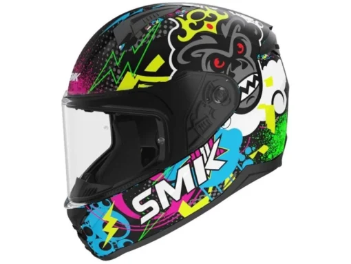 Casca integrala copii SMK Bionic Kids Chimpz negru/verde/galben - omologare noua ECE 22.06 - mtmoto