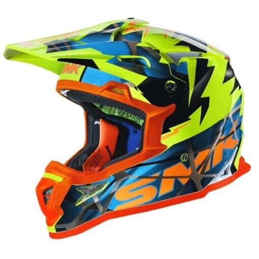 Casca off-road SMK ALLTERRA FULMINE blue/orange/yellow - mtmoto