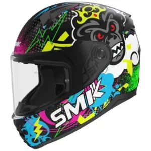 Casca integrala copii SMK Bionic Kids Chimpz negru/verde/galben - omologare noua ECE 22.06
